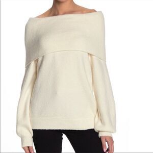 FREE PEOPLE Ivory Echo Beach Pullover Sweater Draped Cowl Neck Size XS